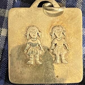 Sterling Silver slide Pendant with 2 girls on it